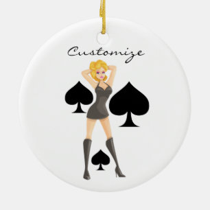 Black Spades Blonde Queen Thunder_Cove Ceramic Tree Decoration