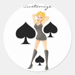 Black Spades Blonde Queen Thunder_Cove Classic Round Sticker