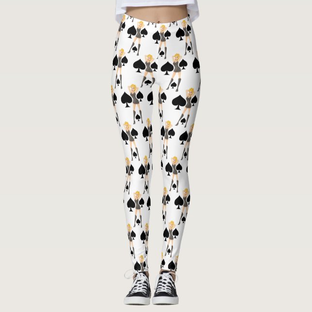 Black Spades Blonde Queen Thunder_Cove Leggings (Front)
