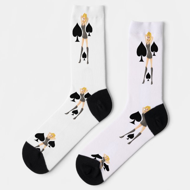 Black Spades Blonde Queen Thunder_Cove Socks (Left)
