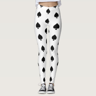 Black  Spades on White Leggings
