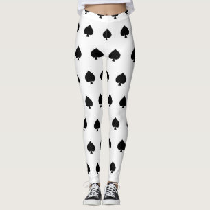 black spades pattern on white leggings