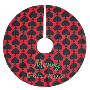 Black Spades Pattern Thunder_Cove Brushed Polyester Tree Skirt