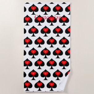 Black Spades Red Hearts Thunder_Cove  Beach Towel