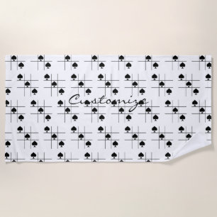 Black Spades Tic Tac Toe Thunder_Cove Beach Towel