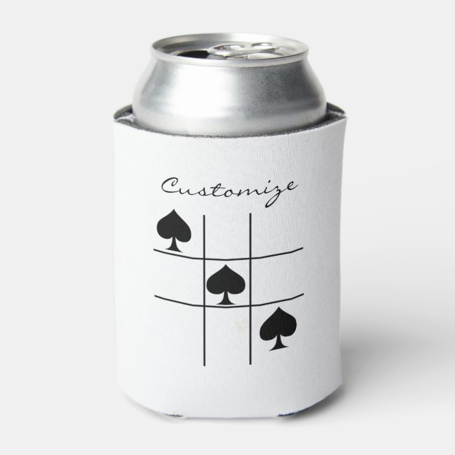 Black Spades Tic Tac Toe Thunder_Cove Can Cooler (Can Front)