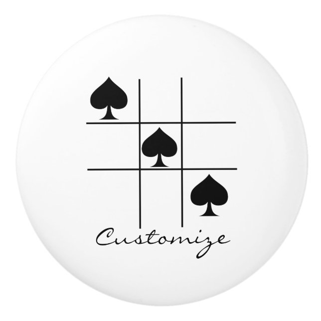 Black Spades Tic Tac Toe Thunder_Cove Ceramic Knob (Front)