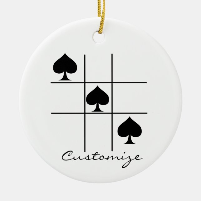 Black Spades Tic Tac Toe Thunder_Cove Ceramic Tree Decoration (Front)