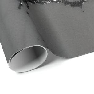 Black Spark Graphite Glitter Marble Stone Lux Gray Wrapping Paper