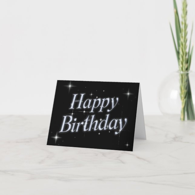 Black sparkle metallic y2k happy birthday  card (Front)