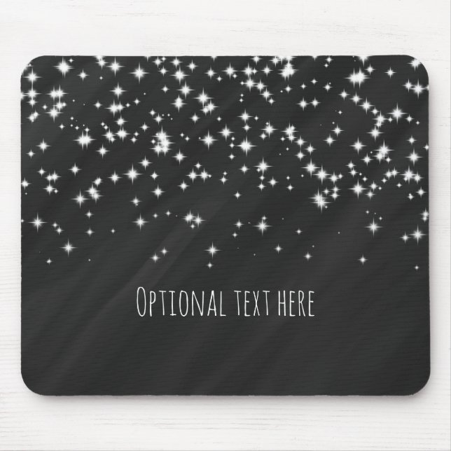 Black & Sparkle Stars Elegant Glamour Mouse Mat (Front)