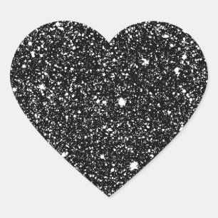 Black Sparkle Stars Heart Sticker