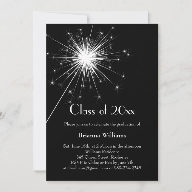 Black Sparkler Graduation Celebration Invitation (Front)