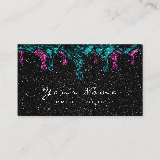 Black Sparkly Glitter Wax Epilation Pink Teal Business Card (Front)