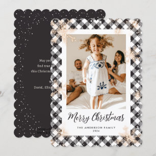 Black Sparkly Snowflakes Photo Merry Christmas Holiday Card
