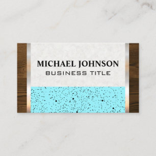 Black Speckled Blue   Wooden Metallic Business Card