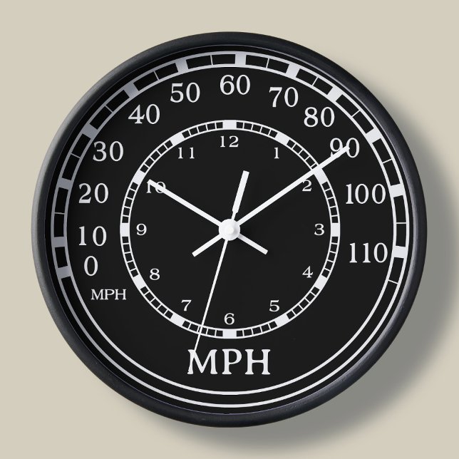 Black Speedometer Monogram Figarations Clock (Add your initials!)