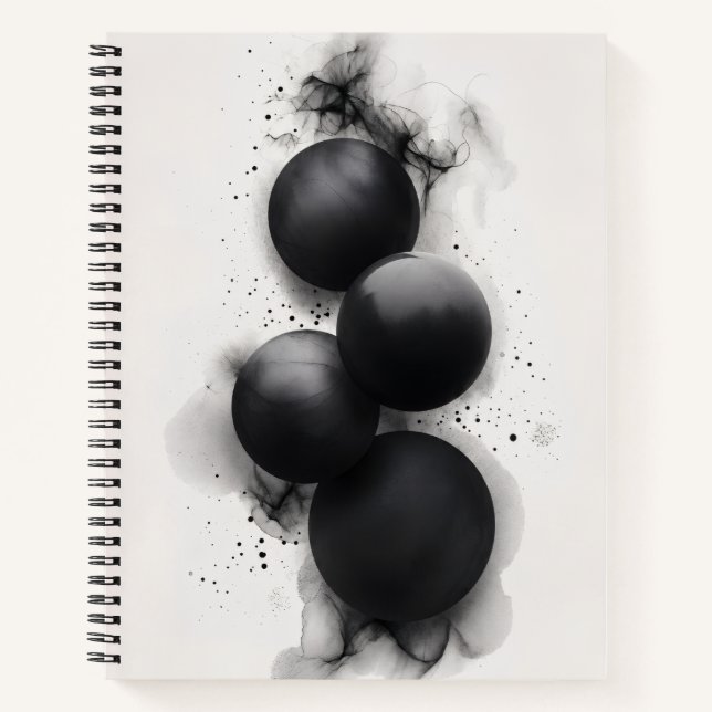 Black Spheres Modern Abstract Art Notebook (Front)