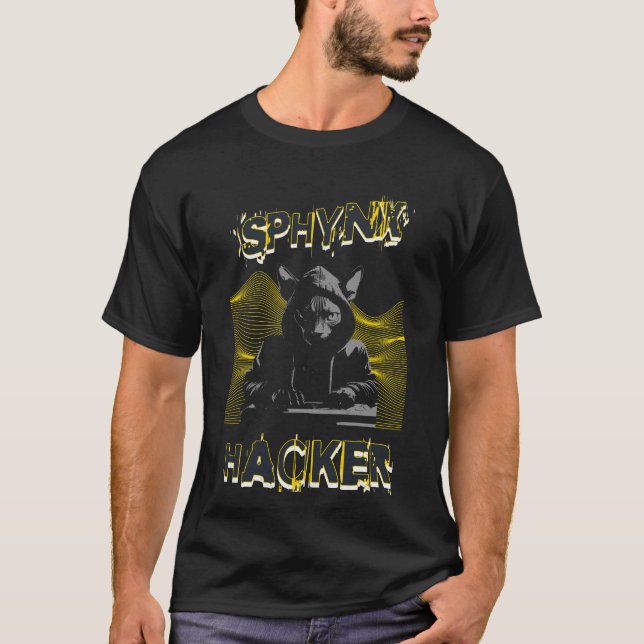 Black Sphynx Cat Hacker Men's T-shirt (Front)