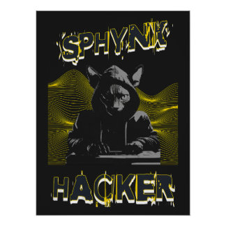 Black Sphynx Cat Hacker Poster