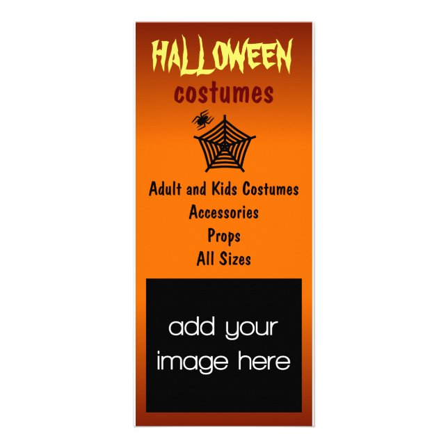 Black Spider and Web Halloween Costumes Rack Cards (Front)