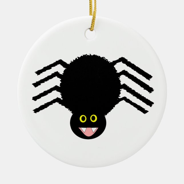 Black Spider Custom I Love Spiders Ceramic Tree Decoration (Front)