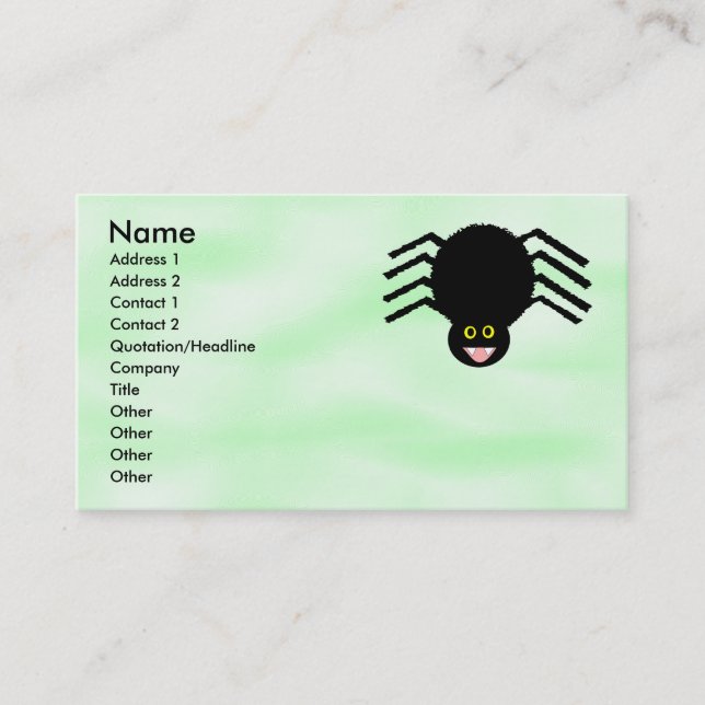 Black Spider Customisable Business Card (Front)