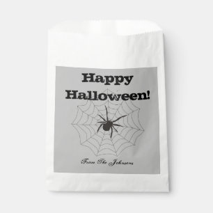 Black Spider Grey Paper Halloween Party Favour Bag