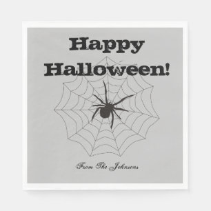 Black Spider Grey Paper Halloween Party Napkins