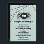 Black Spider Halloween Birthday Party Invitations<br><div class="desc">A creepy black spider hanging from his web,  these invitations are fun for Halloween birthday party invitations for any age,  just change the wording to fit your occasion. MATCHING items in our store.</div>