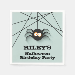 Black Spider Halloween Birthday Party Napkin