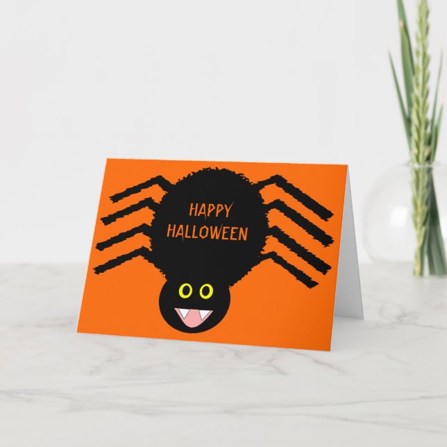 Black Spider Halloween Card (Front)
