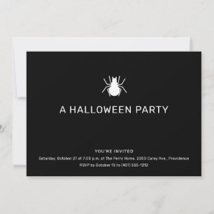 Black Spider Halloween Party Invitation