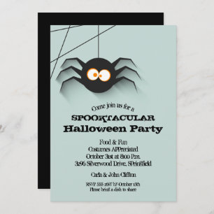 Black Spider Halloween Party Invitation