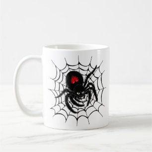 Black Spider in Web Coffee Mug