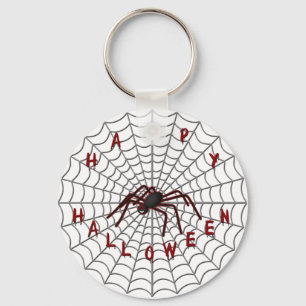 Black Spider In Web Key Chain
