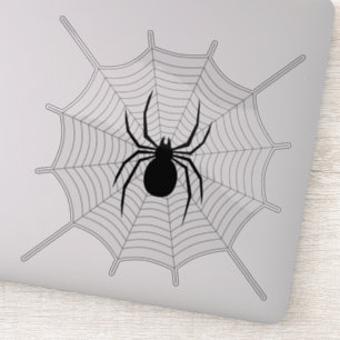 Black spider on grey web Halloween decor