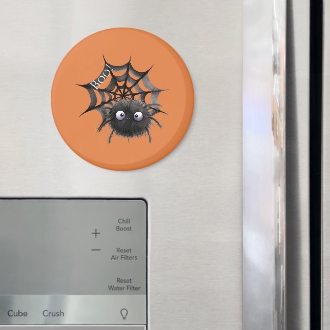 Black Spider on Web Halloween Magnet (In Situ (Fridge))