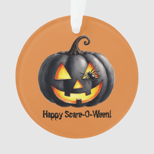 Black Spider Pumpkin  Ornament (Front)
