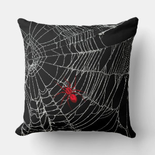 Black Spider Web Goth Grunge Halloween Creepy Cushion