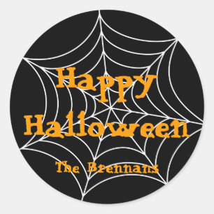Black spider web halloween custom label gift tag