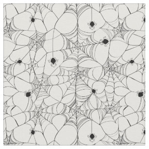 Black Spider Web Halloween Fabric