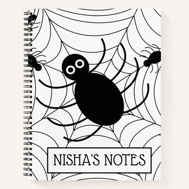 Black Spider Web Halloween Spooky  Notebook (Front)