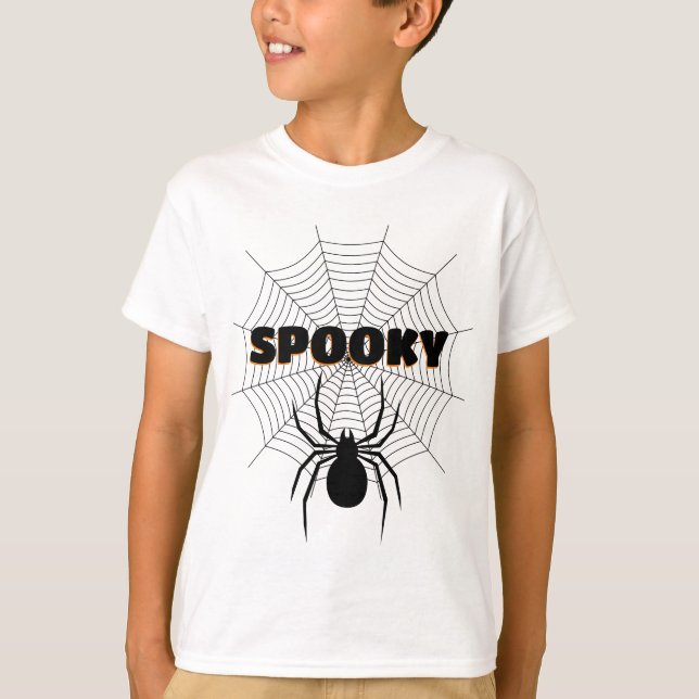 Black spider web Halloween Spooky T-Shirt (Front)