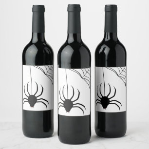 Black Spider Web Halloween Wine Label