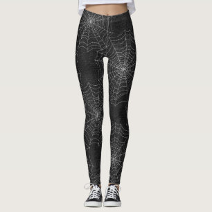 Black Spider Web Witch Costume Leggings