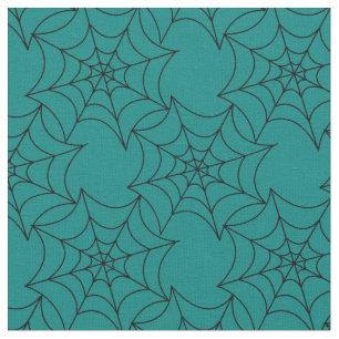 Black Spider Webs on Teal Fabric
