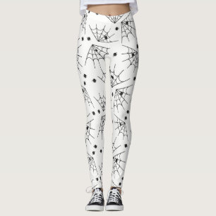 Black Spiders And Spider Webs Halloween Leggings