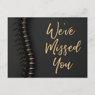 Black Spine We've Missed You Chiropractic Recall  Postcard