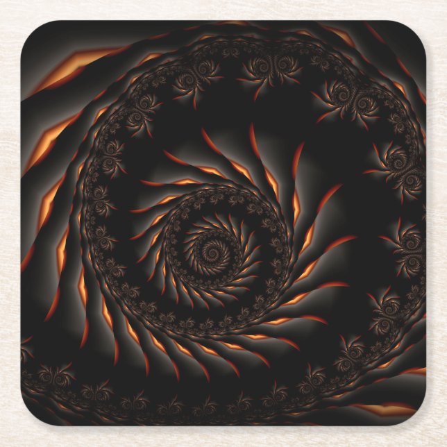Black Spiral Fractal  Coasters (Front)